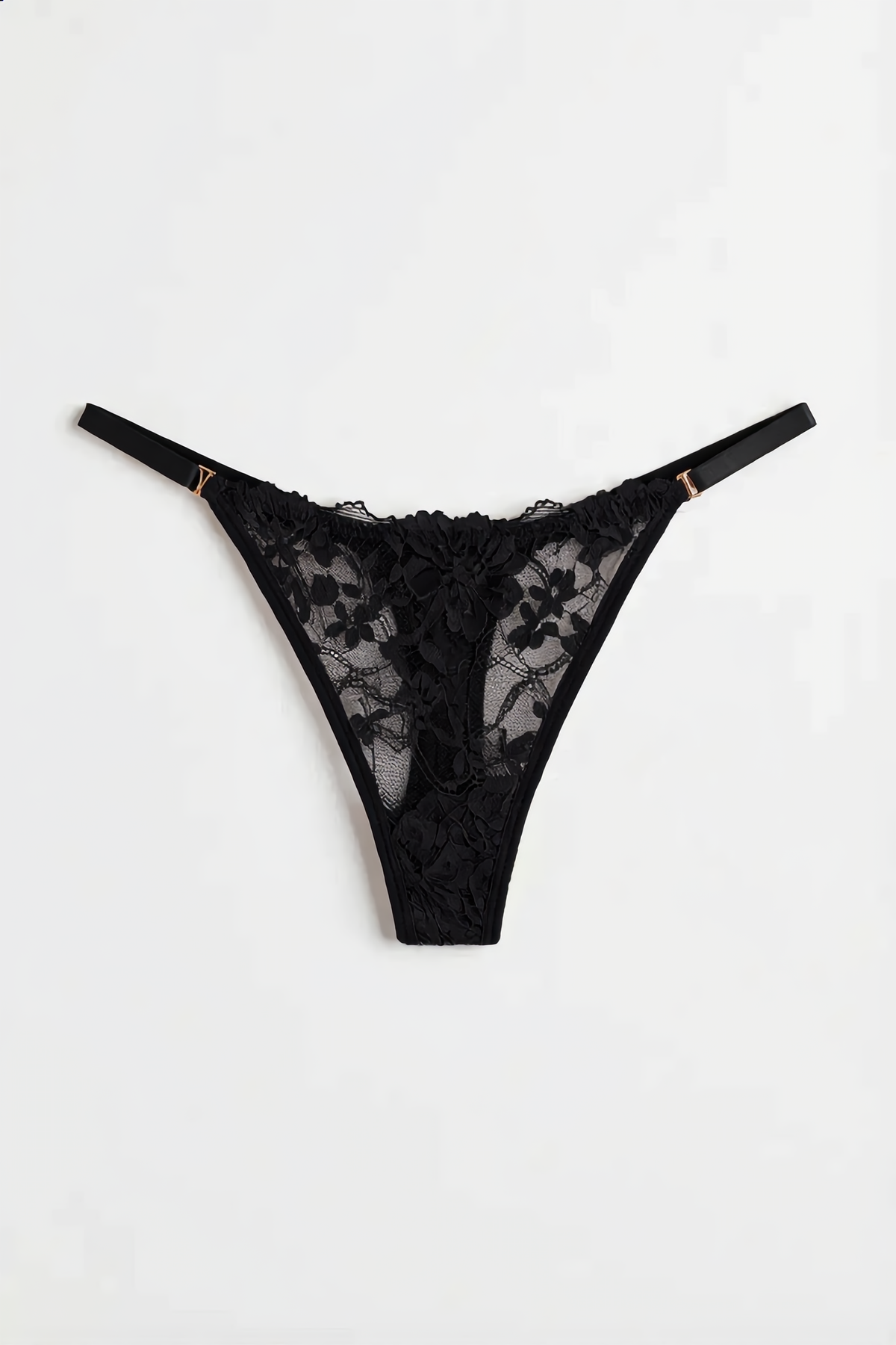 Floral Lace | High-Cut Thong in Black