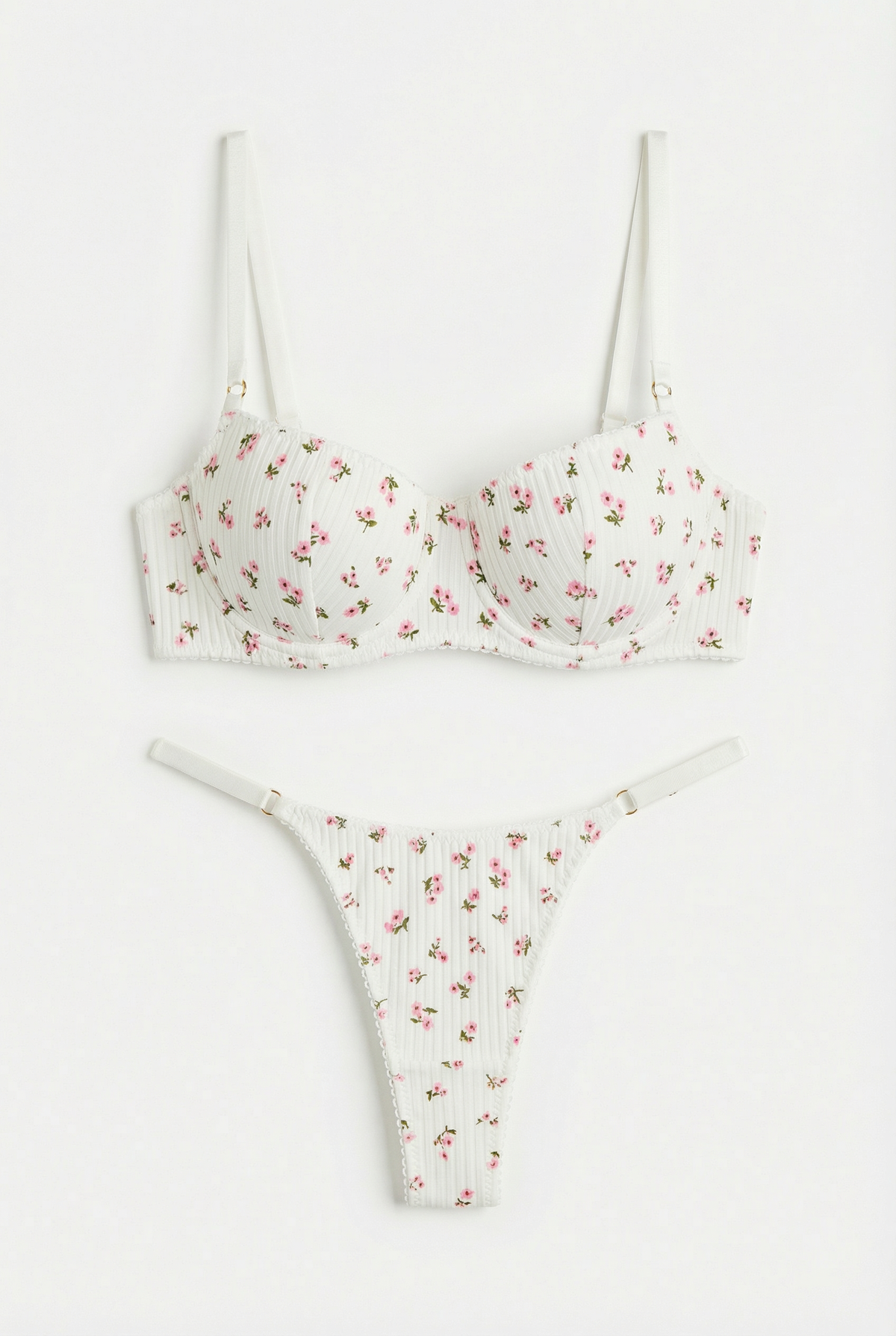 Sweet Blossom | Balconette Set with Slim Thong in Ivory