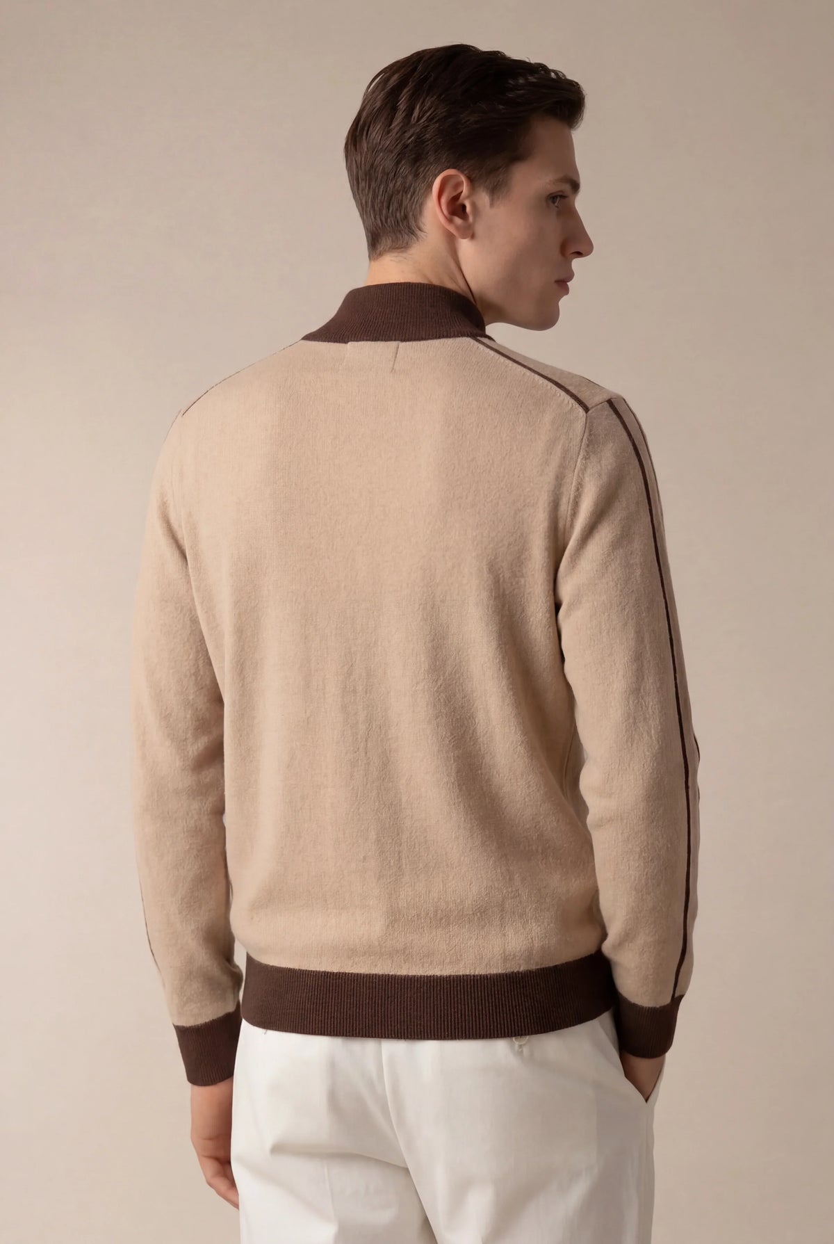 Santiono Cardigan Beige | Cashmere Button Cardigan