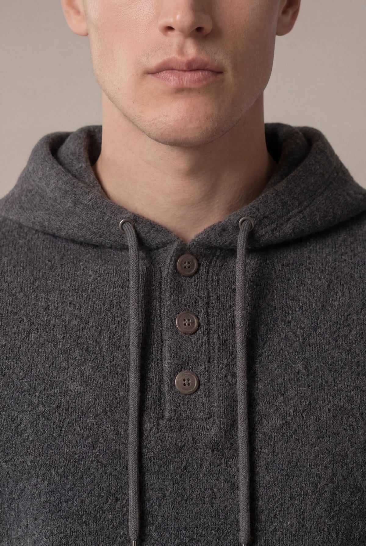 Noro City Sweater Grey | Hooded Knit with Button Placket
