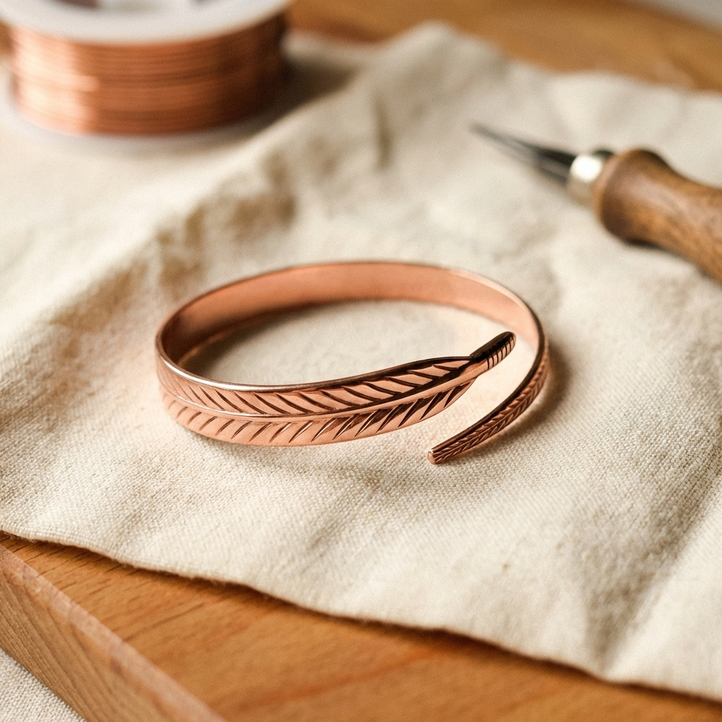 Pulsera de cobre martillado ajustable