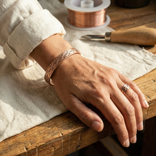 Pulsera de cobre forjado con magnete