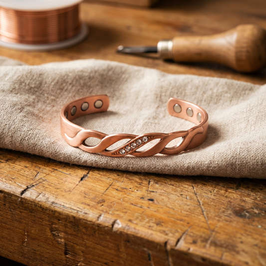 Pulsera de cobre forjado con magnete