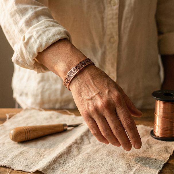 Pulsera de cobre forjado con magnete