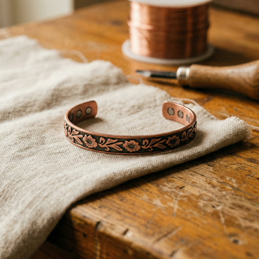 Pulsera de cobre forjado con magnete