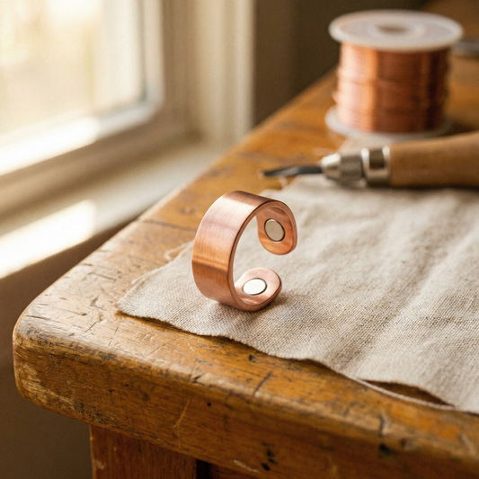 Anillo de cobre con magnete regulable