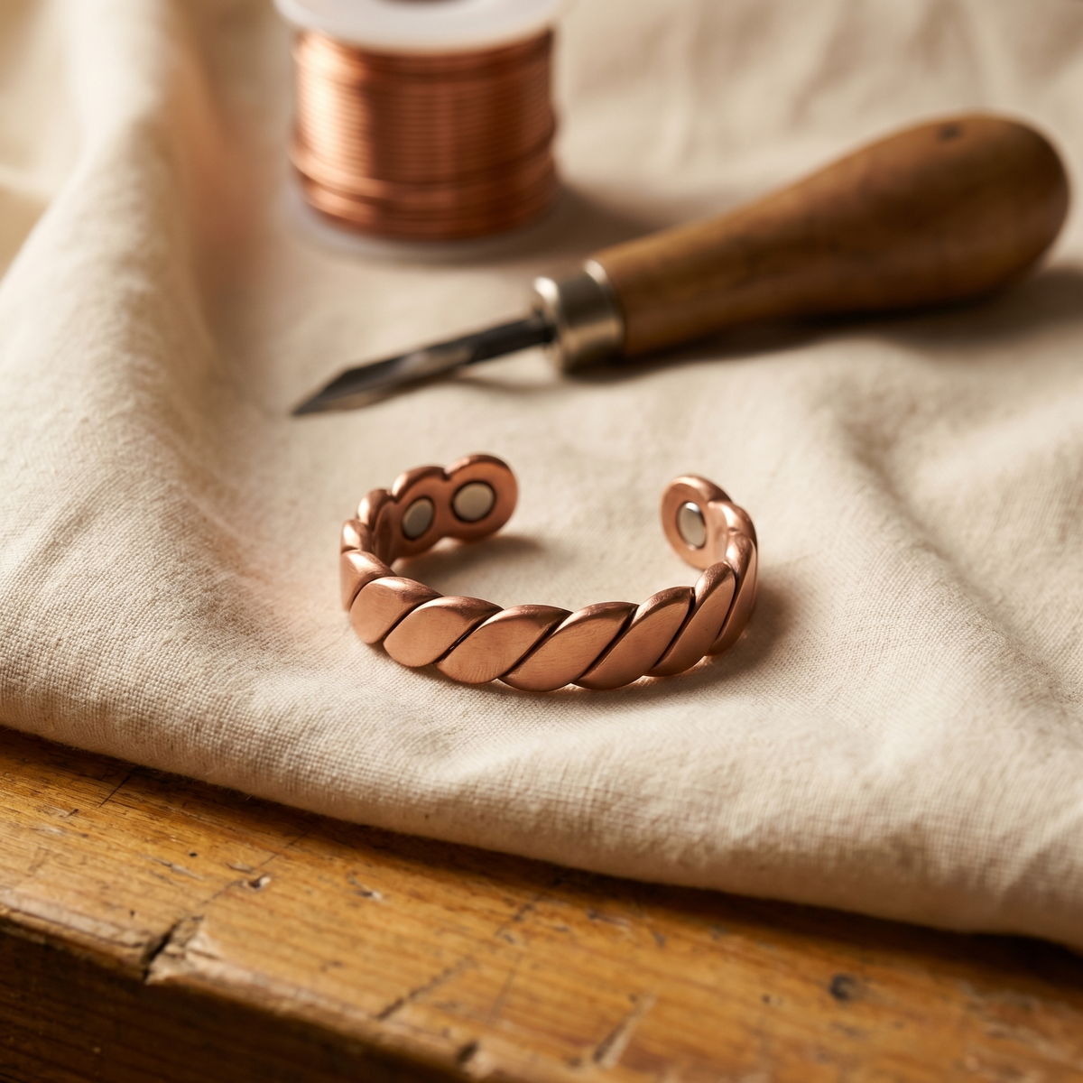 Anillo de cobre forjado con magnete