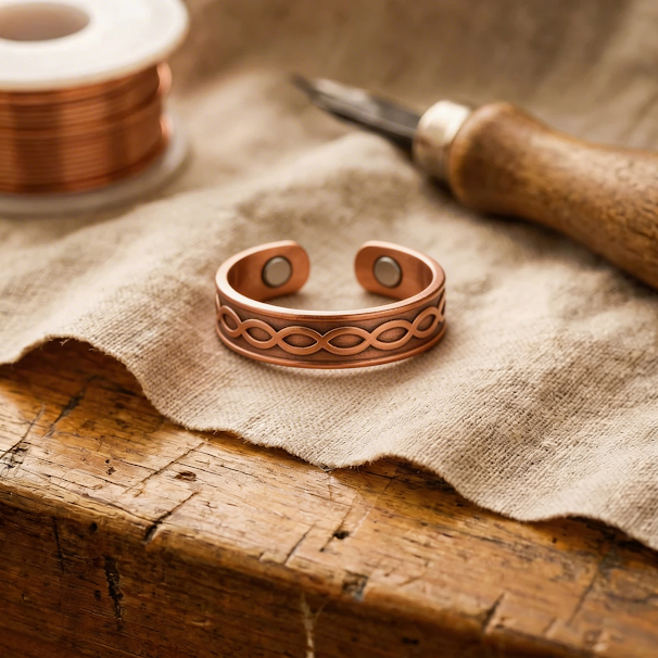 Anillo de cobre forjado con magnete