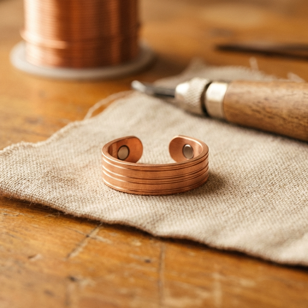 Pulsera de cobre martillado con magnete
