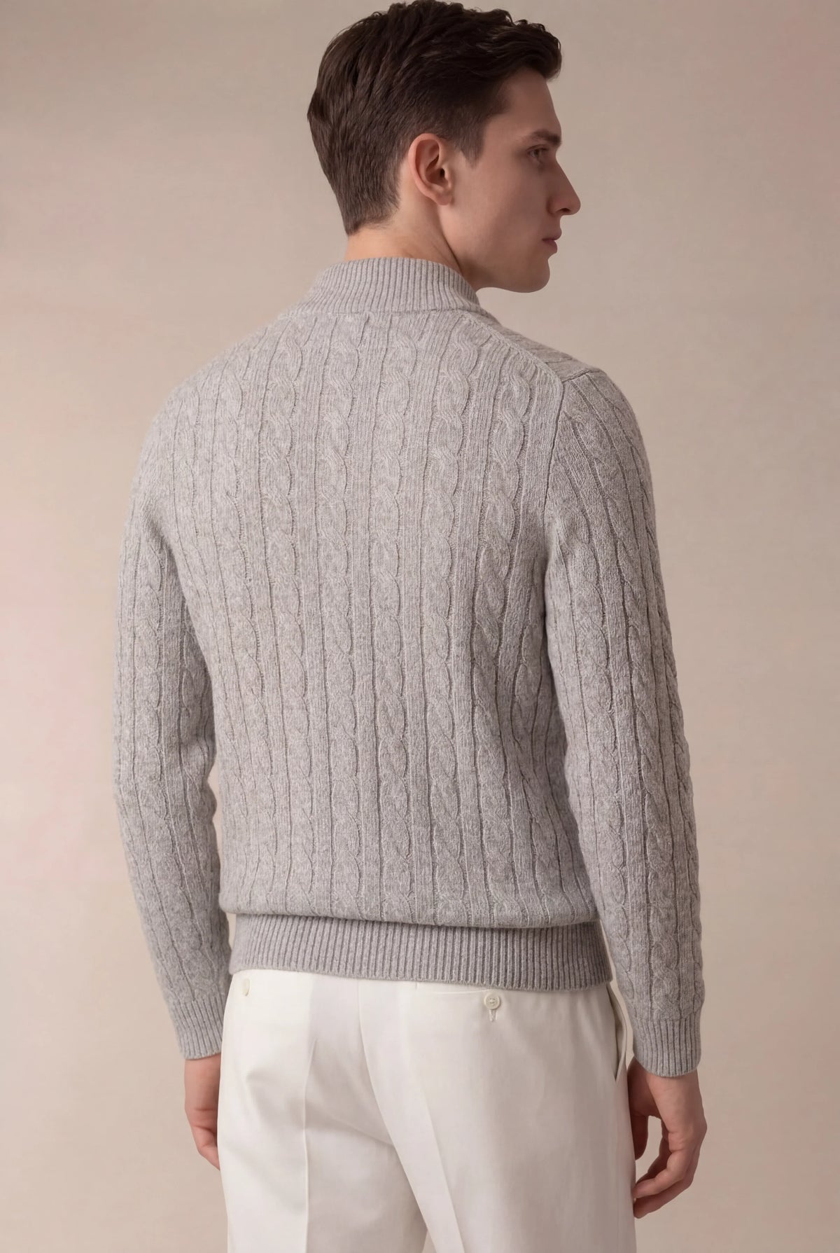Sero Zip Knit Grey | Cable-Knit Merino Sweater
