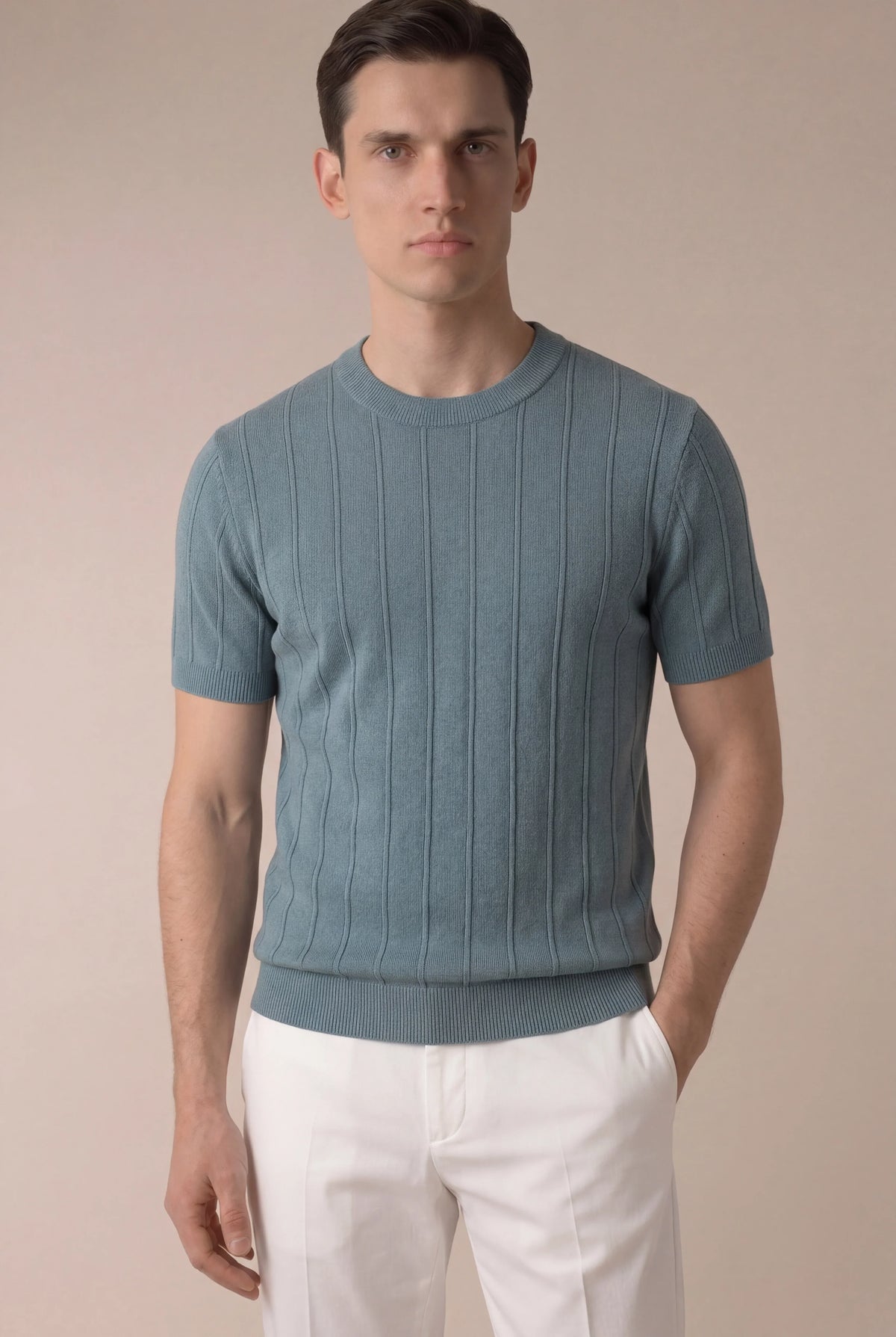 Aurelio T-Shirt Avio Blue | Elegant Essential Tee