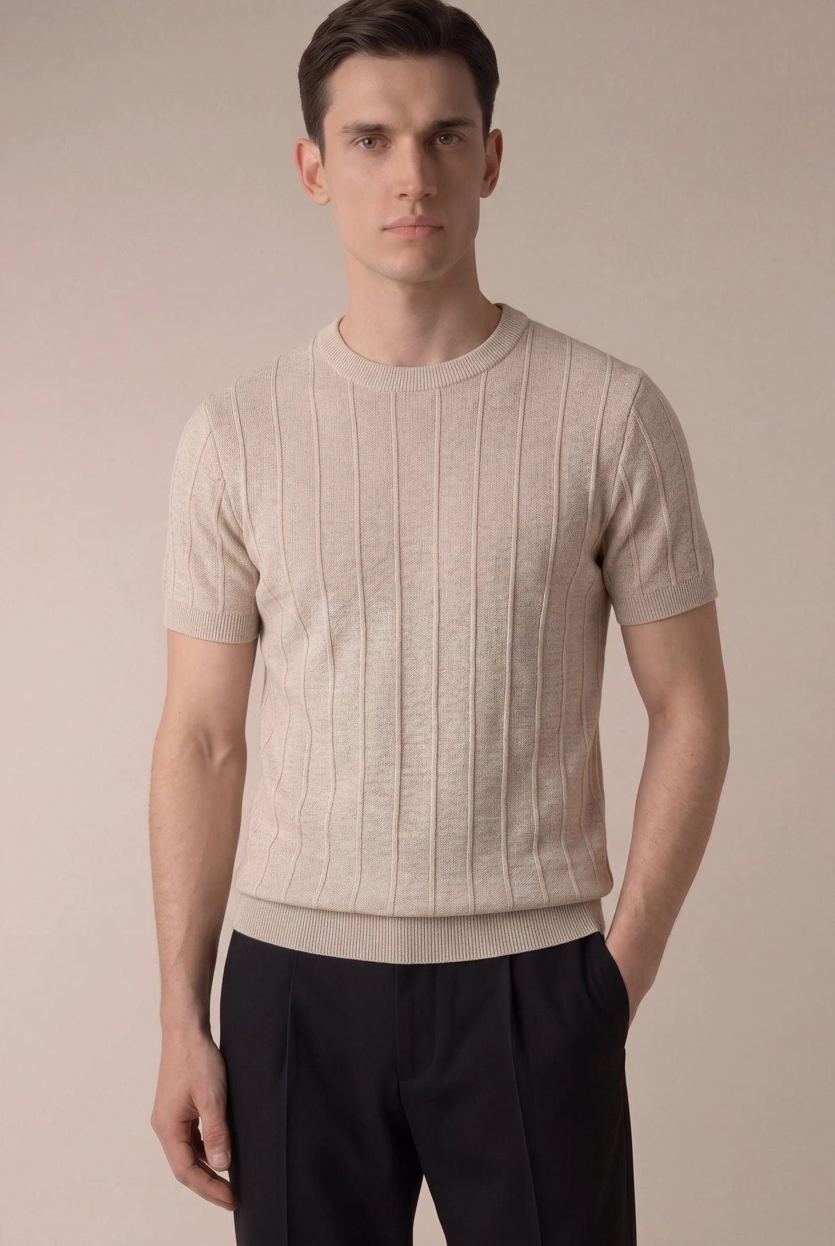 Aurelio T-Shirt Beige | Elegant Essential Tee
