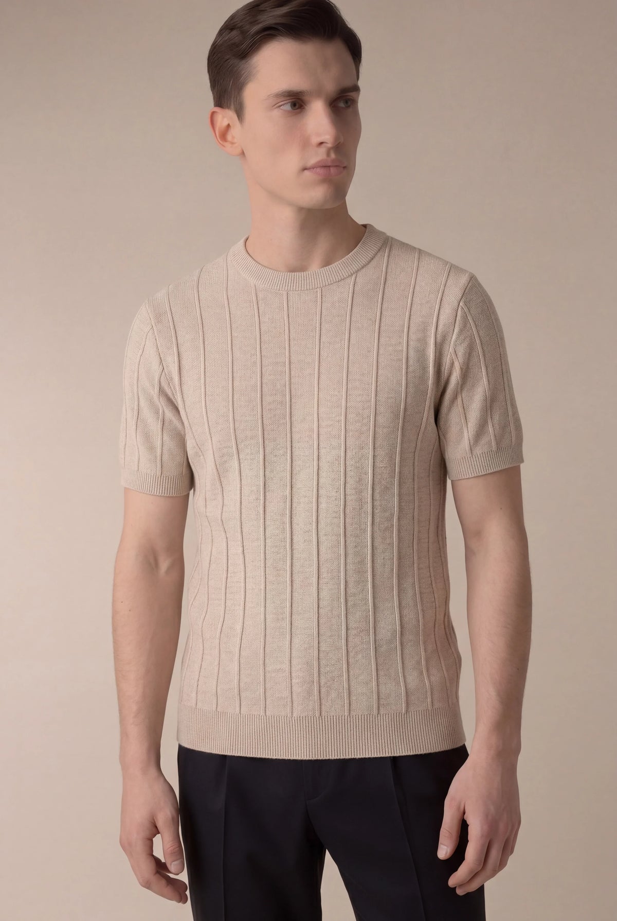Aurelio T-Shirt Beige | Elegant Essential Tee