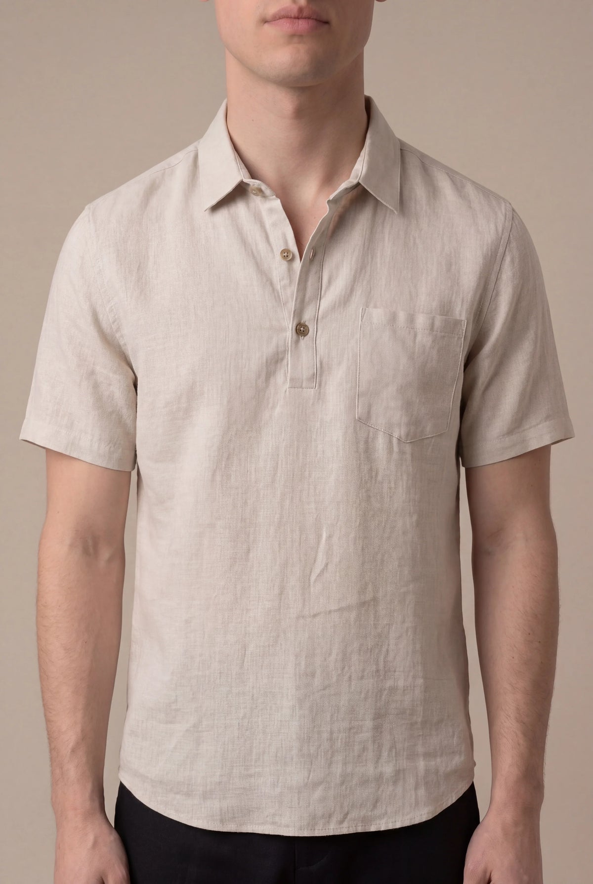 Beige Ponza Shirt | Linen Popover Shirt