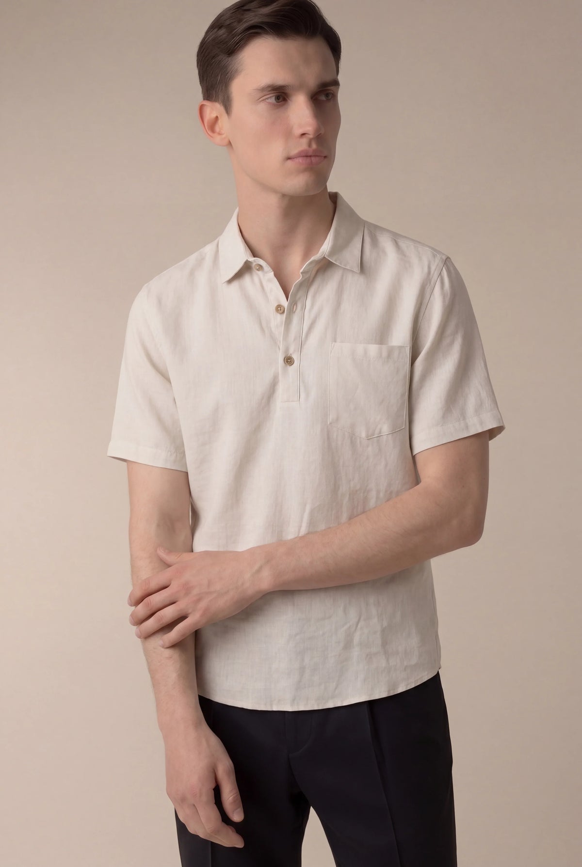 Beige Ponza Shirt | Linen Popover Shirt