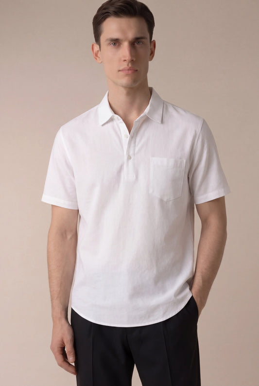 White Ponza Shirt | Linen Popover Shirt