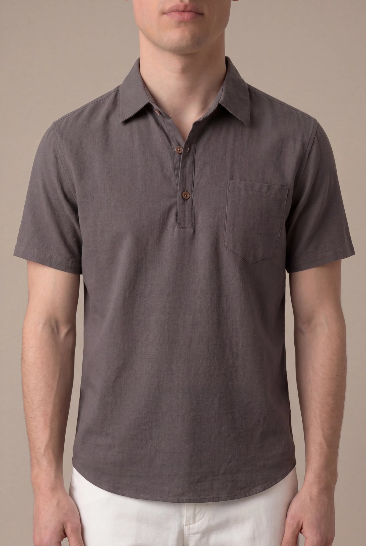 Taupe Ponza Shirt | Linen Popover Shirt