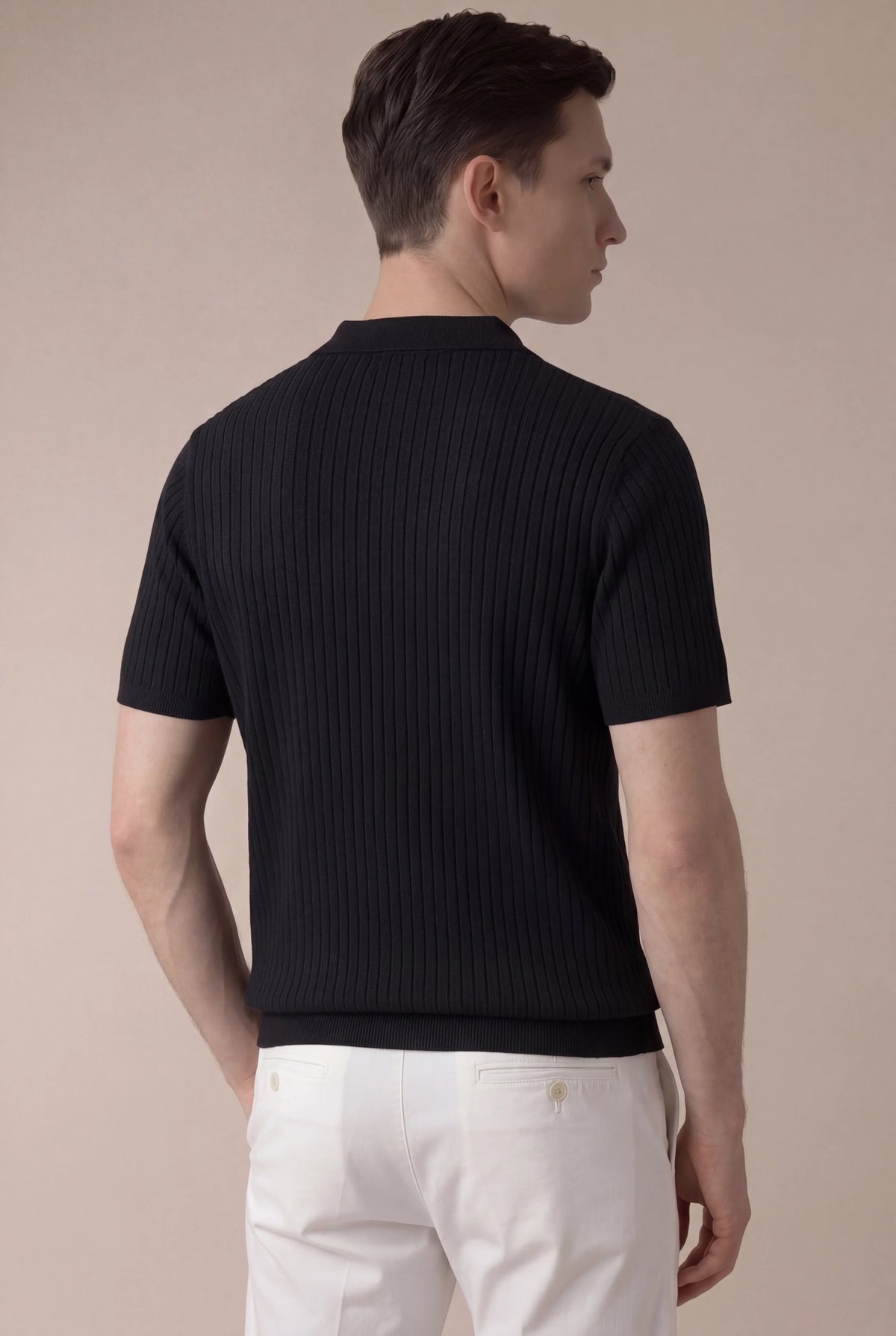 Black Cortina Polo | Ribbed Knit Polo