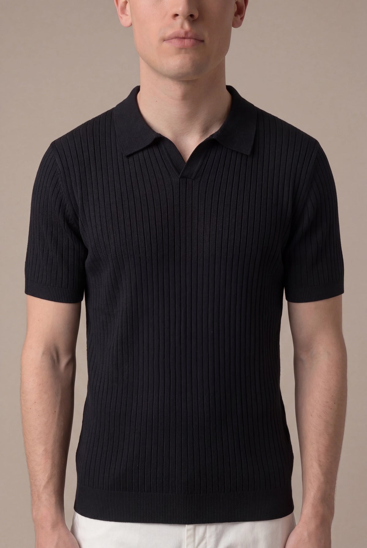Black Cortina Polo | Ribbed Knit Polo