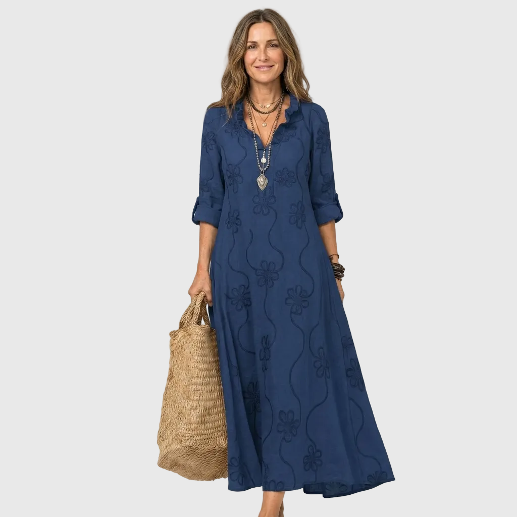 Vestido midi camisero con estampado floral
