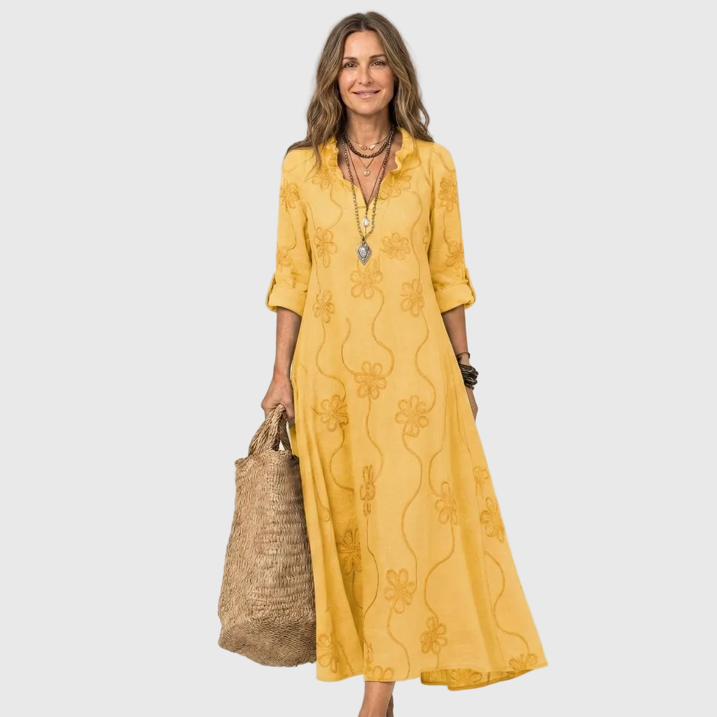 Vestido midi camisero con estampado floral