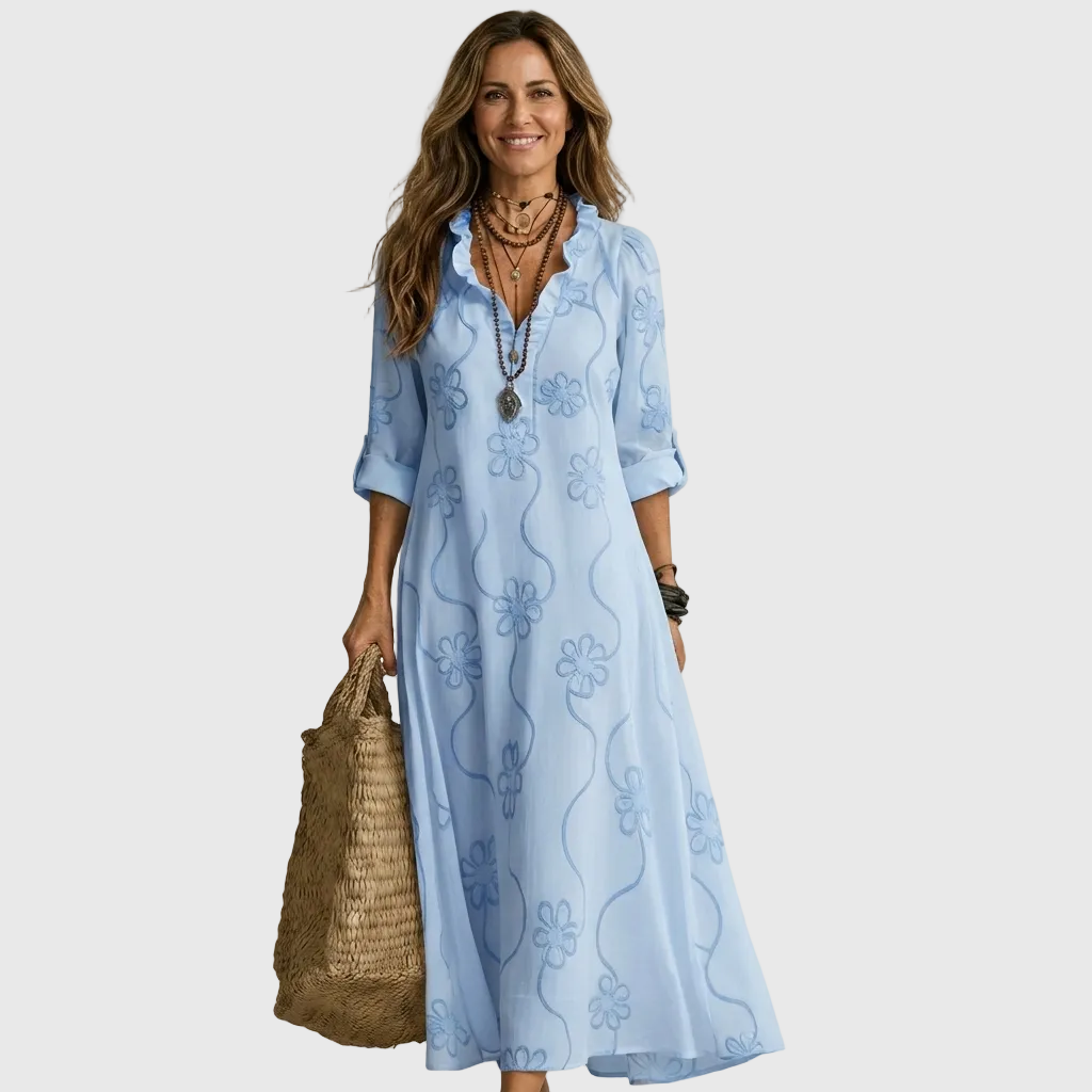 Vestido midi camisero con estampado floral