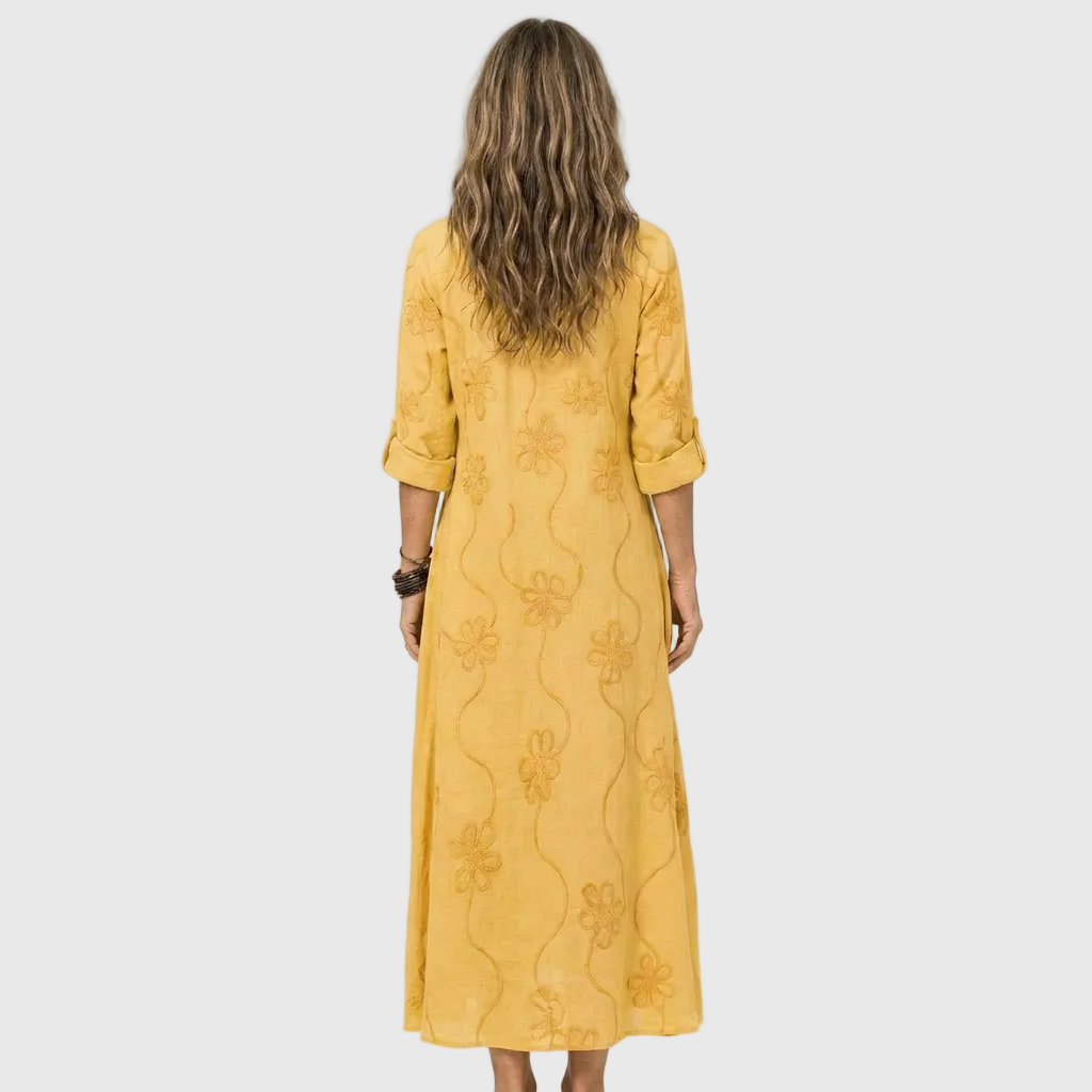 Vestido midi camisero con estampado floral