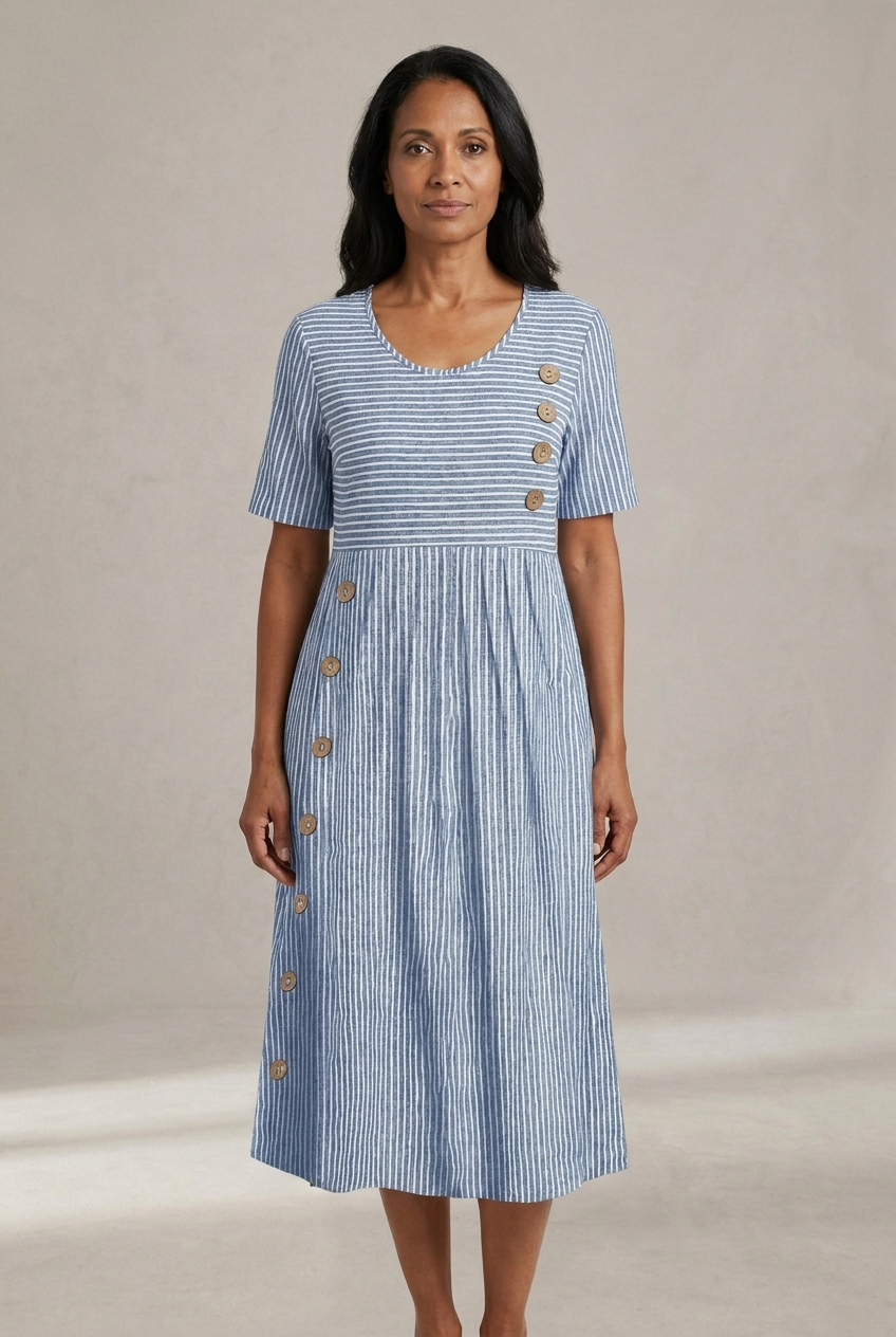 Vestido midi fluido a rayas