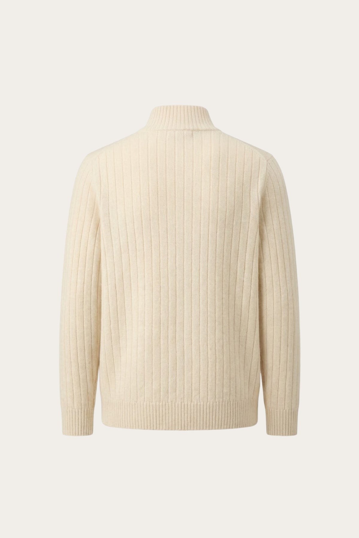 Leon Rib Zip-Up Beige | Ribbed Zip-Up Knit