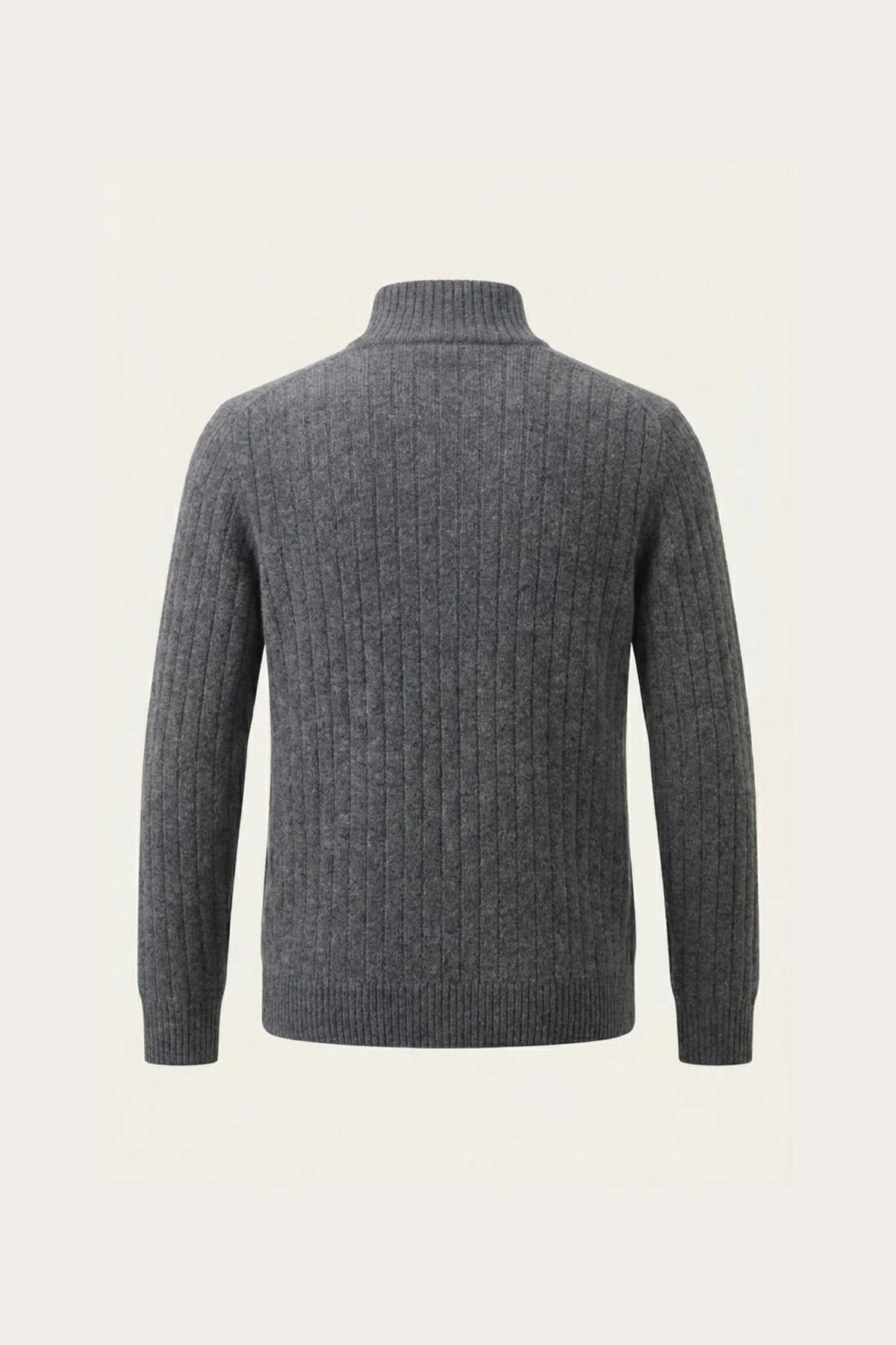 Leon Rib Zip-Up Grey | Ribbed Zip-Up Knit