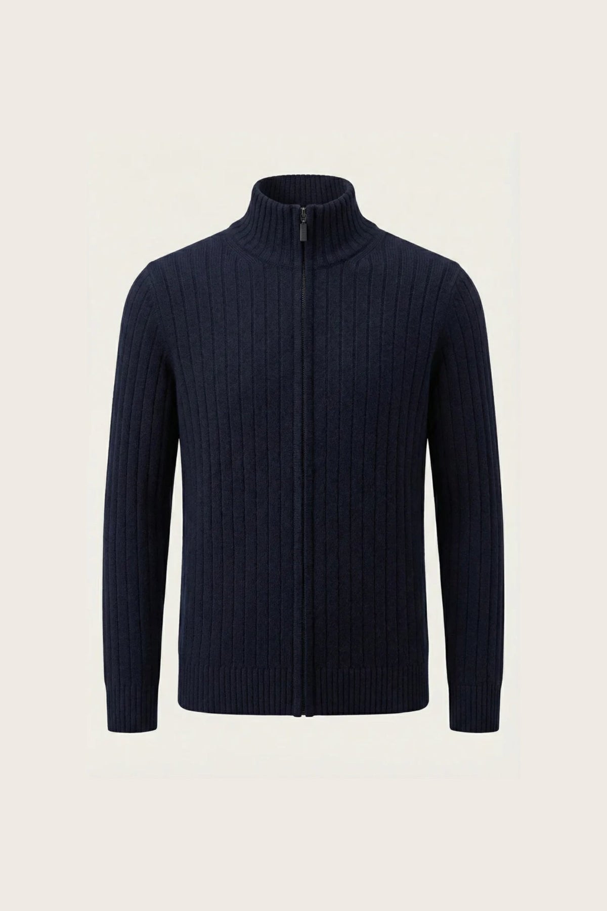 Leon Rib Zip-Up Navy | Ribbed Zip-Up Knit
