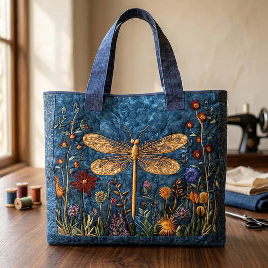 Bolso acolchado con libélula dorada