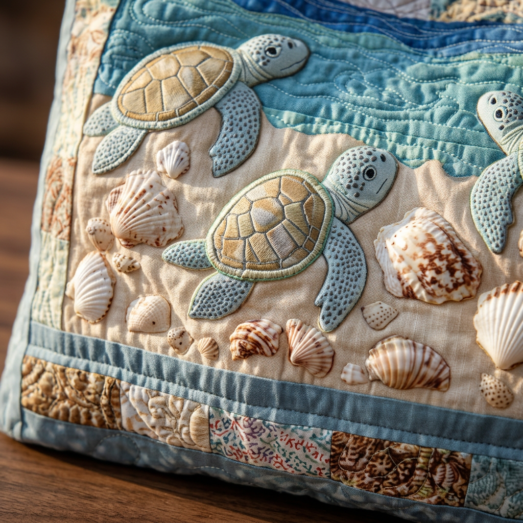 Bolso de mano acolchado con tortugas marinas