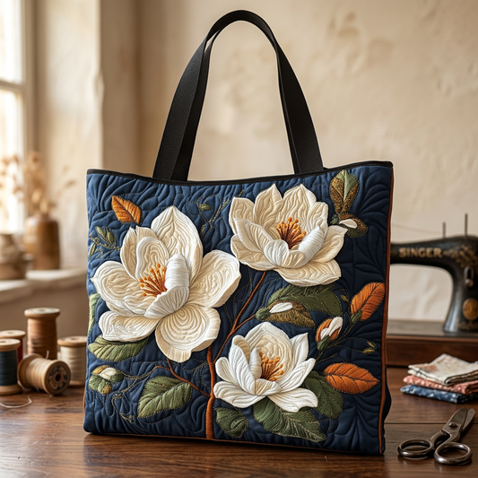 Bolso acolchado con magnolias