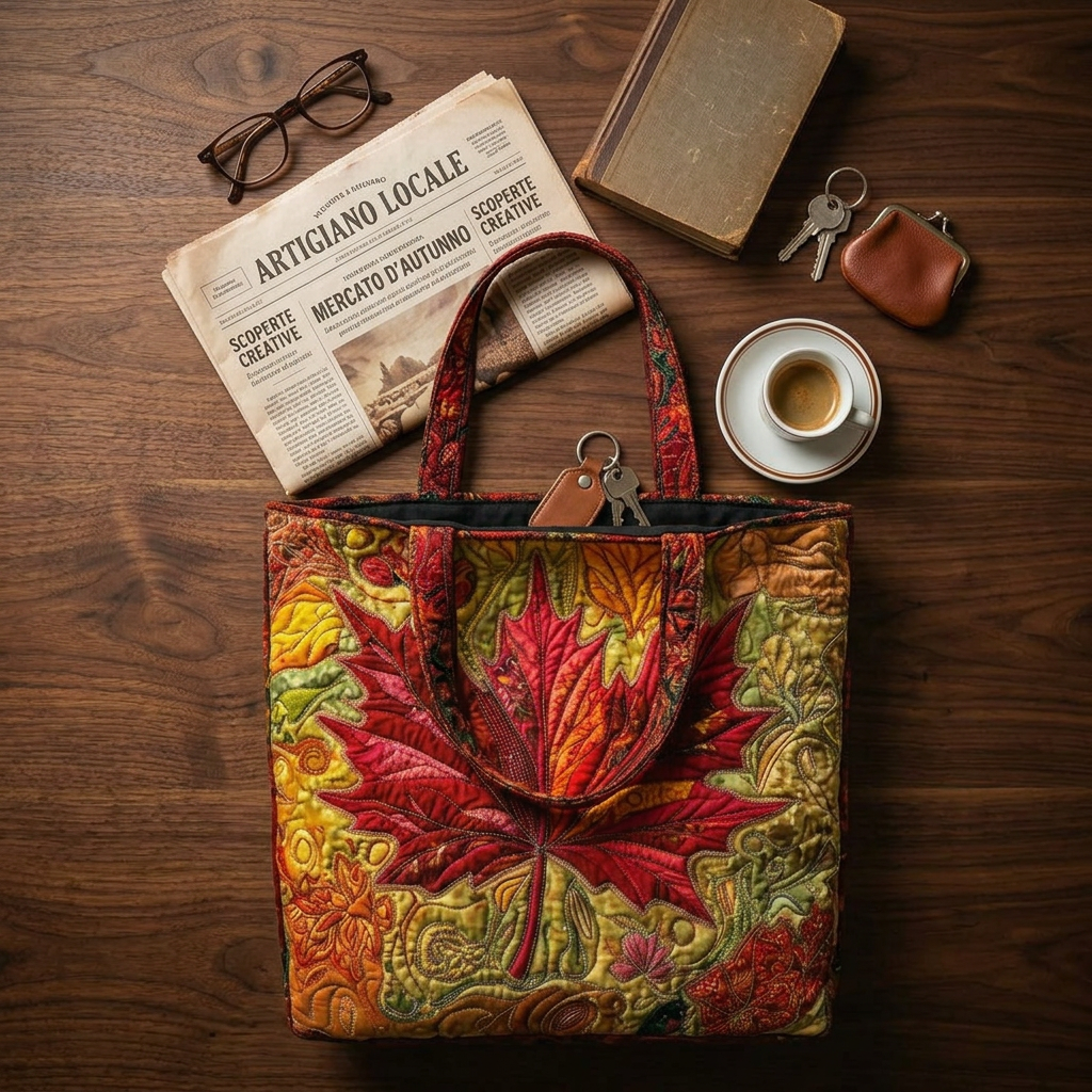 Bolso acolchado con motivo de arce