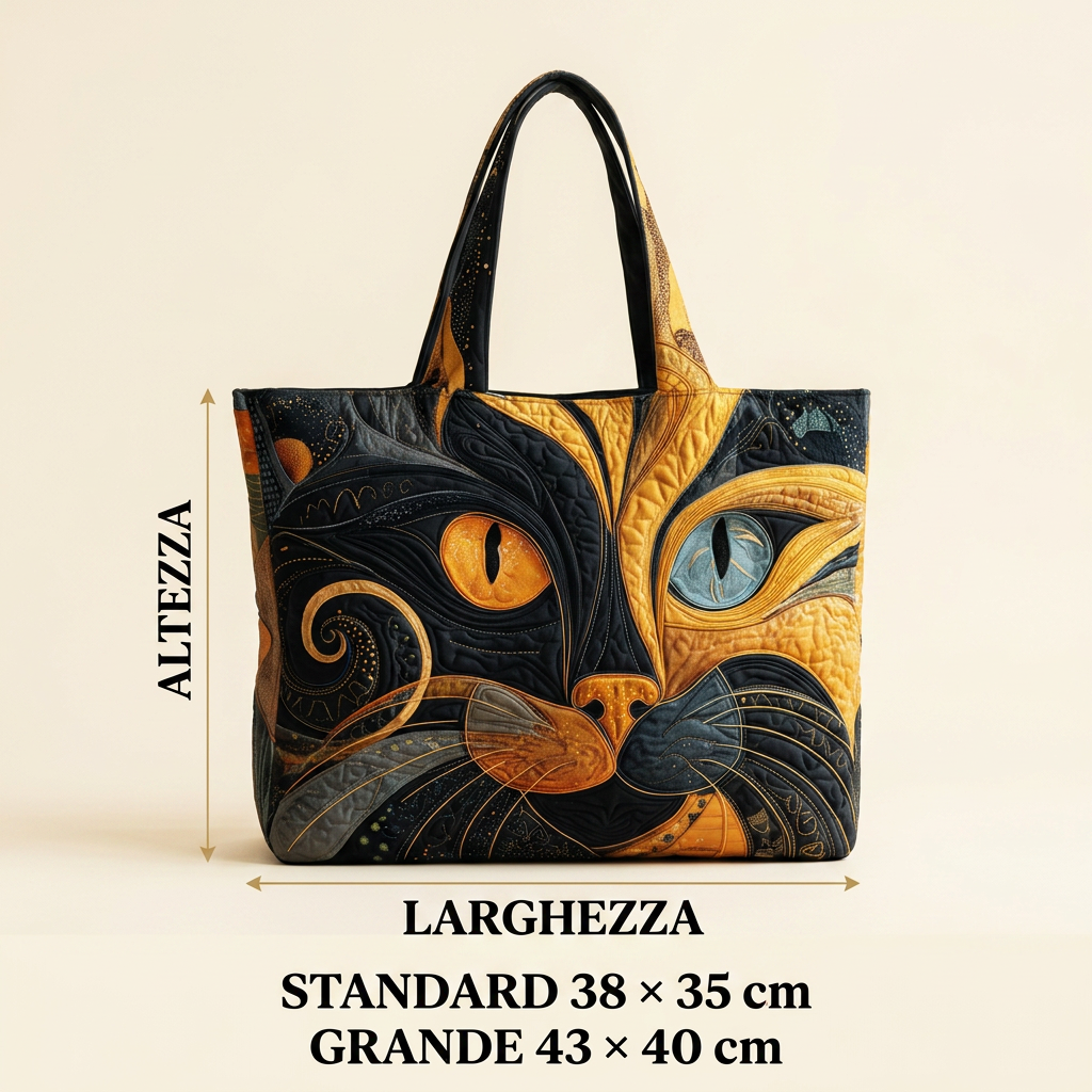 Bolso trapuntado con gato de dos colores