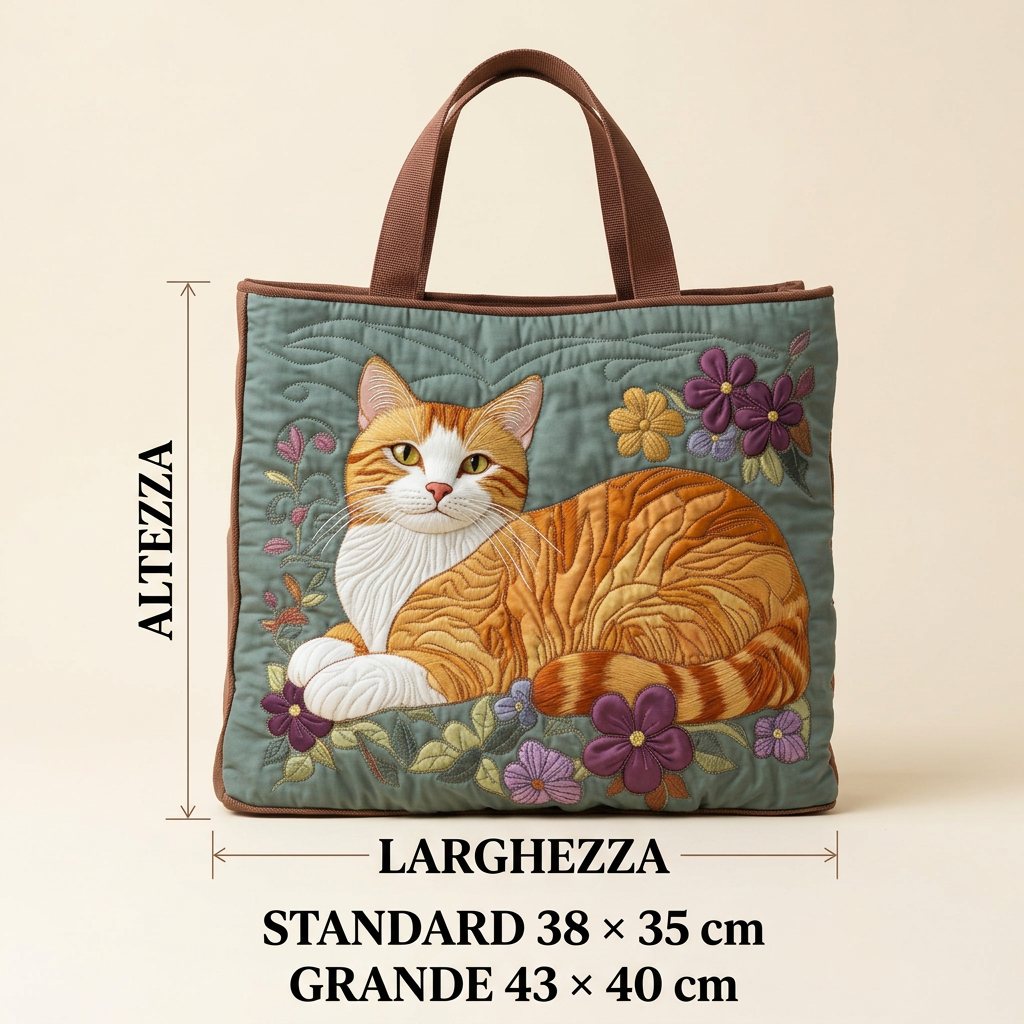 Bolso acolchado con gato naranja