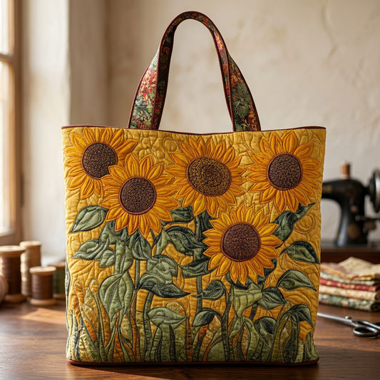 Bolso acolchado con girasoles