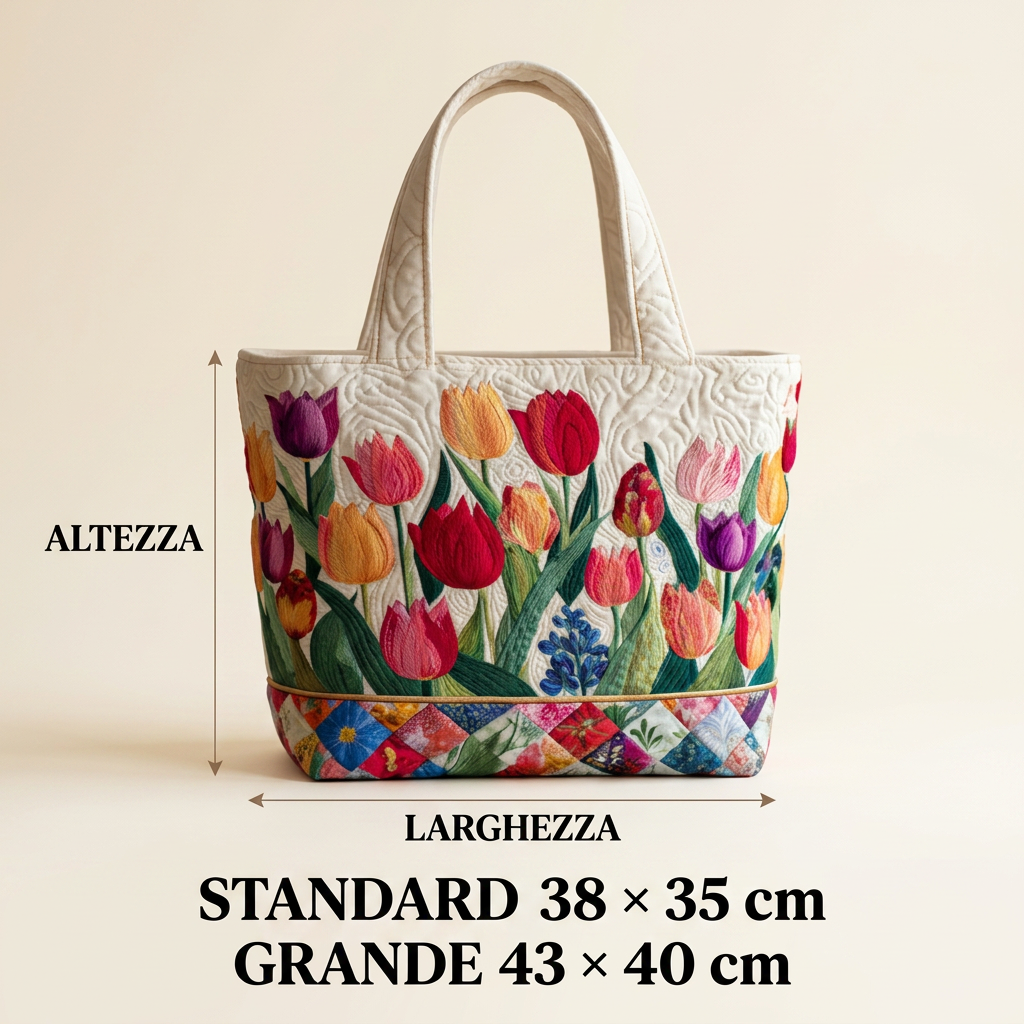 Bolso de mano acolchado con tulipanes