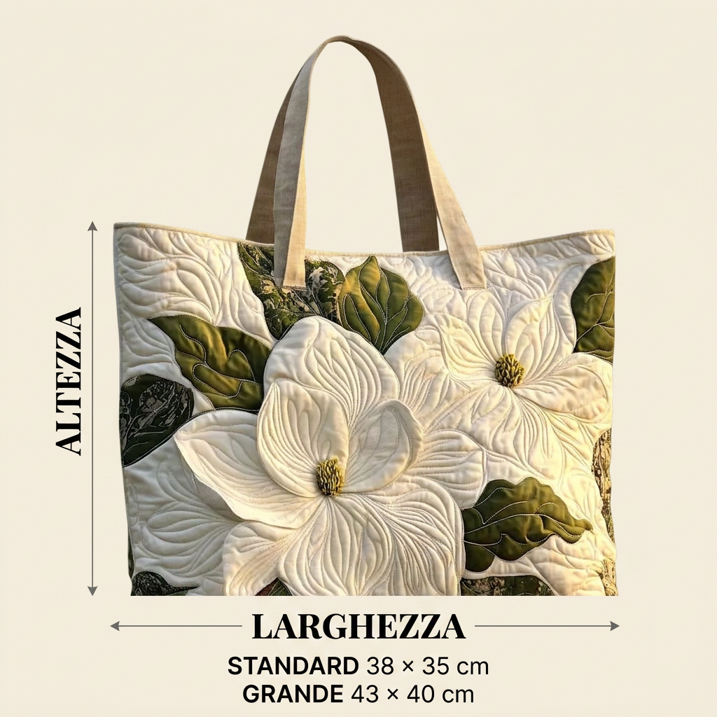 Bolso acolchado con magnolias blancas