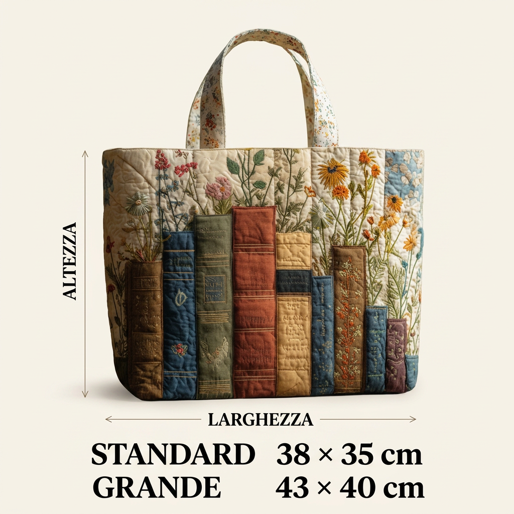 Bolso acolchado con estampado de libros y flores