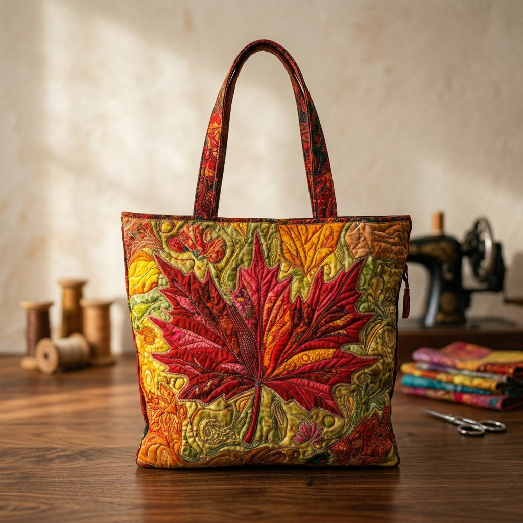 Bolso acolchado con motivo de arce