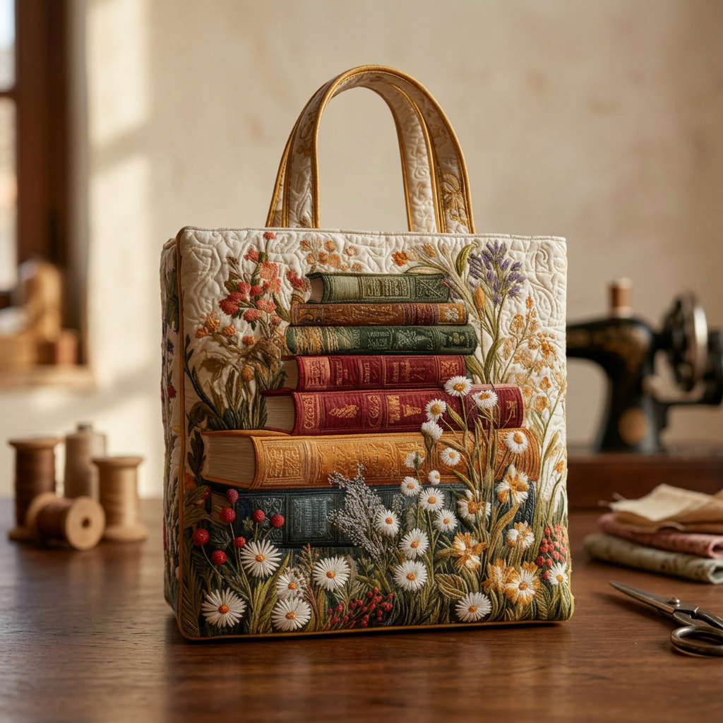 Bolso de mano acolchado con motivo floral