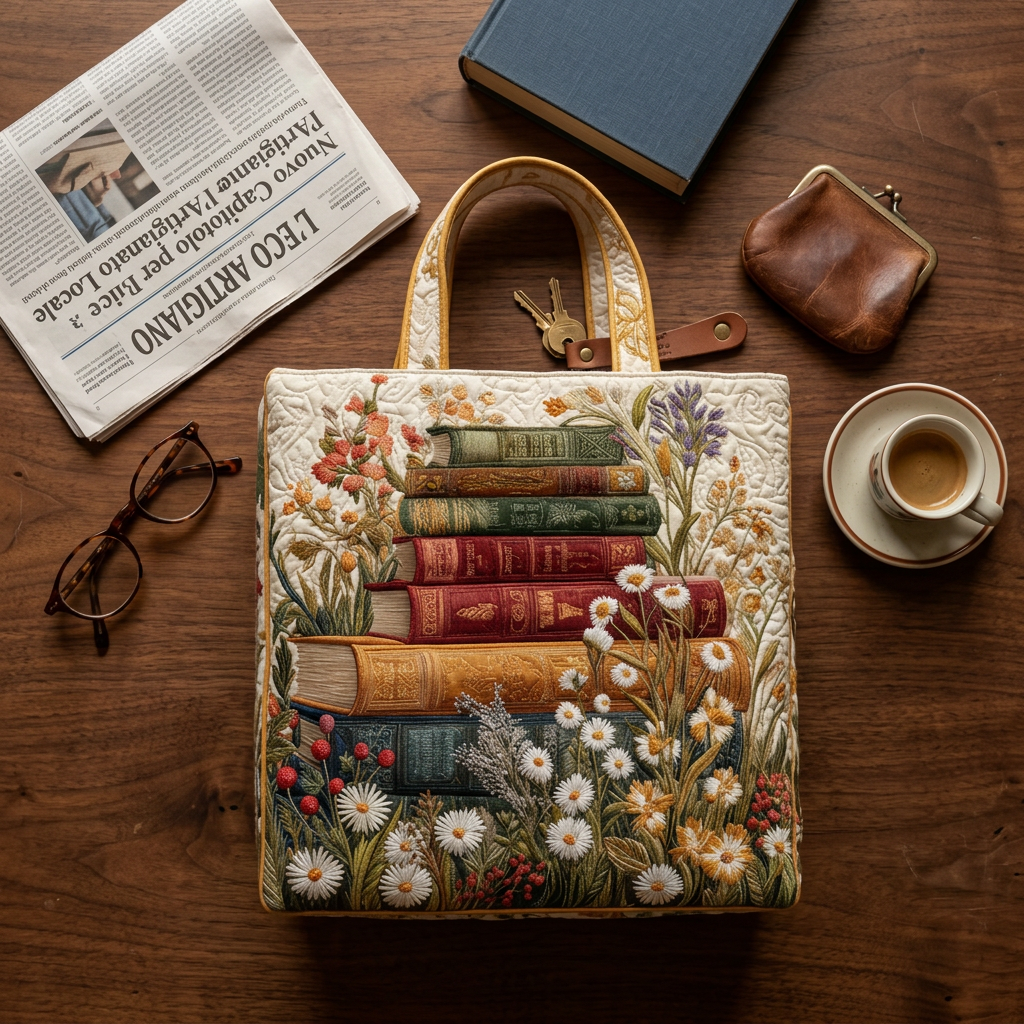 Bolso de mano acolchado con motivo floral