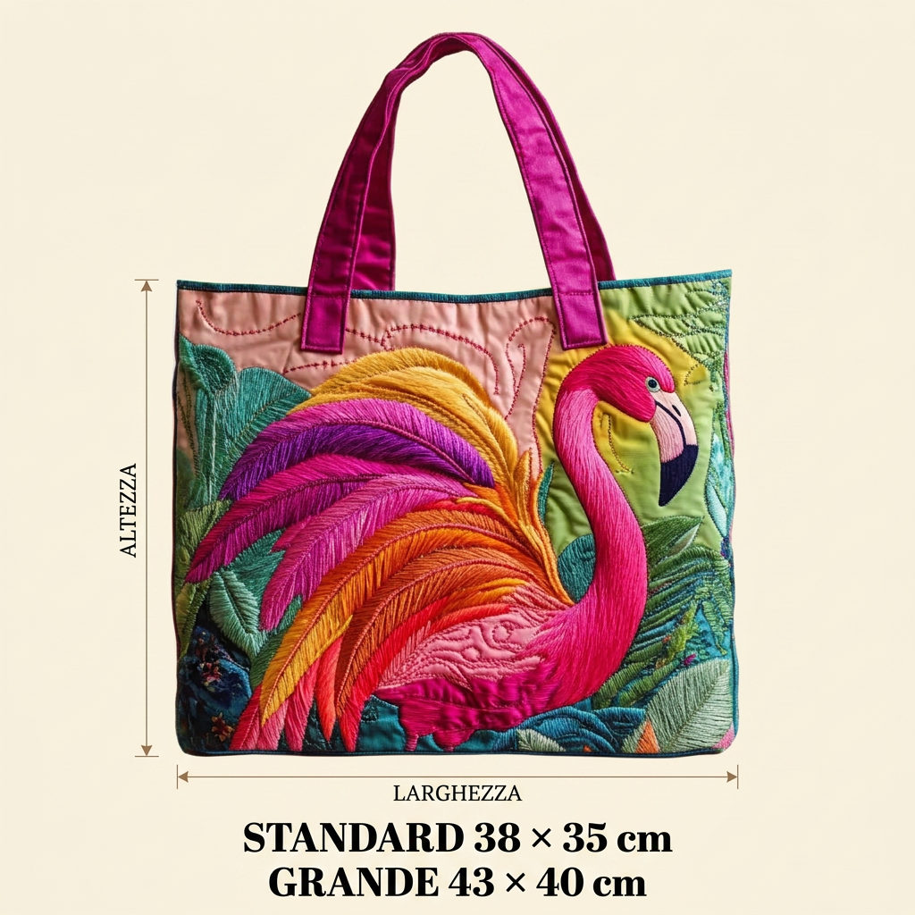 Bolso acolchado con flamenco arcoíris
