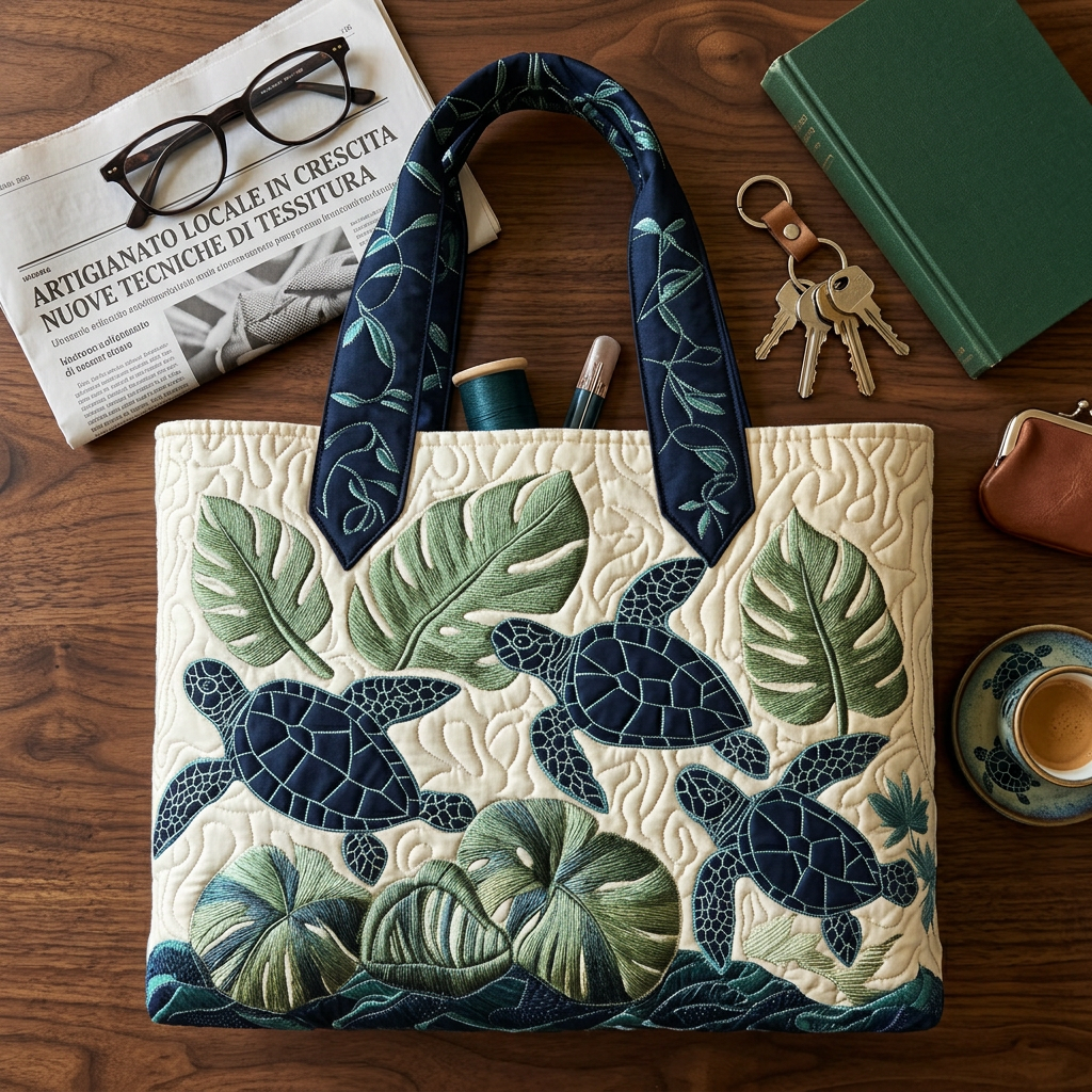 Bolso acolchado con tortugas marinas