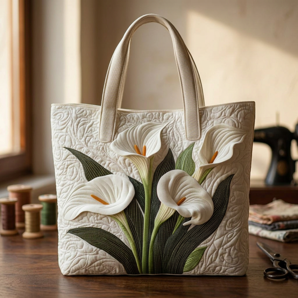 Bolso de mano acolchado con flores