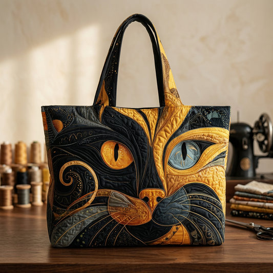 Bolso trapuntado con gato de dos colores