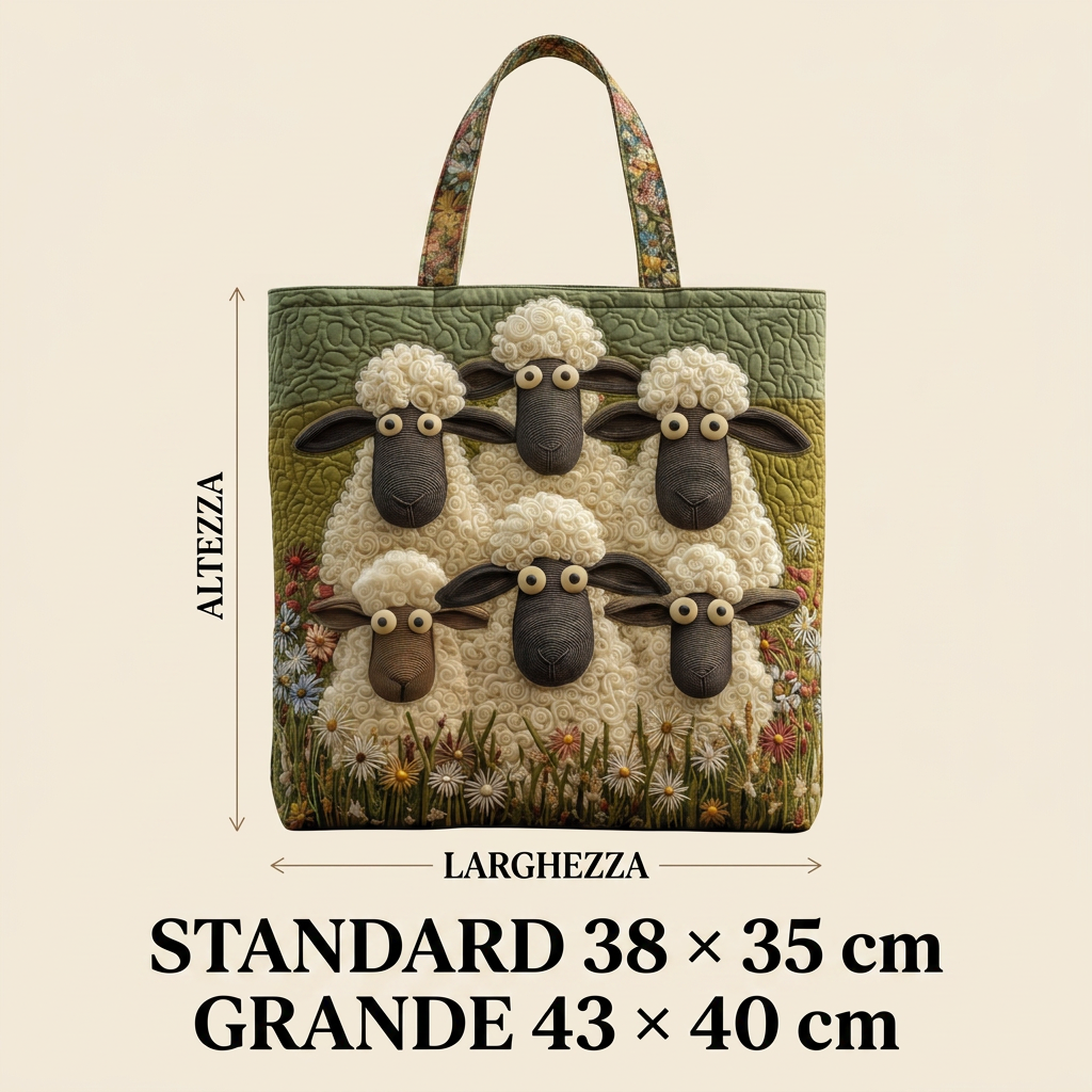 Bolso acolchado con cinco ovejas