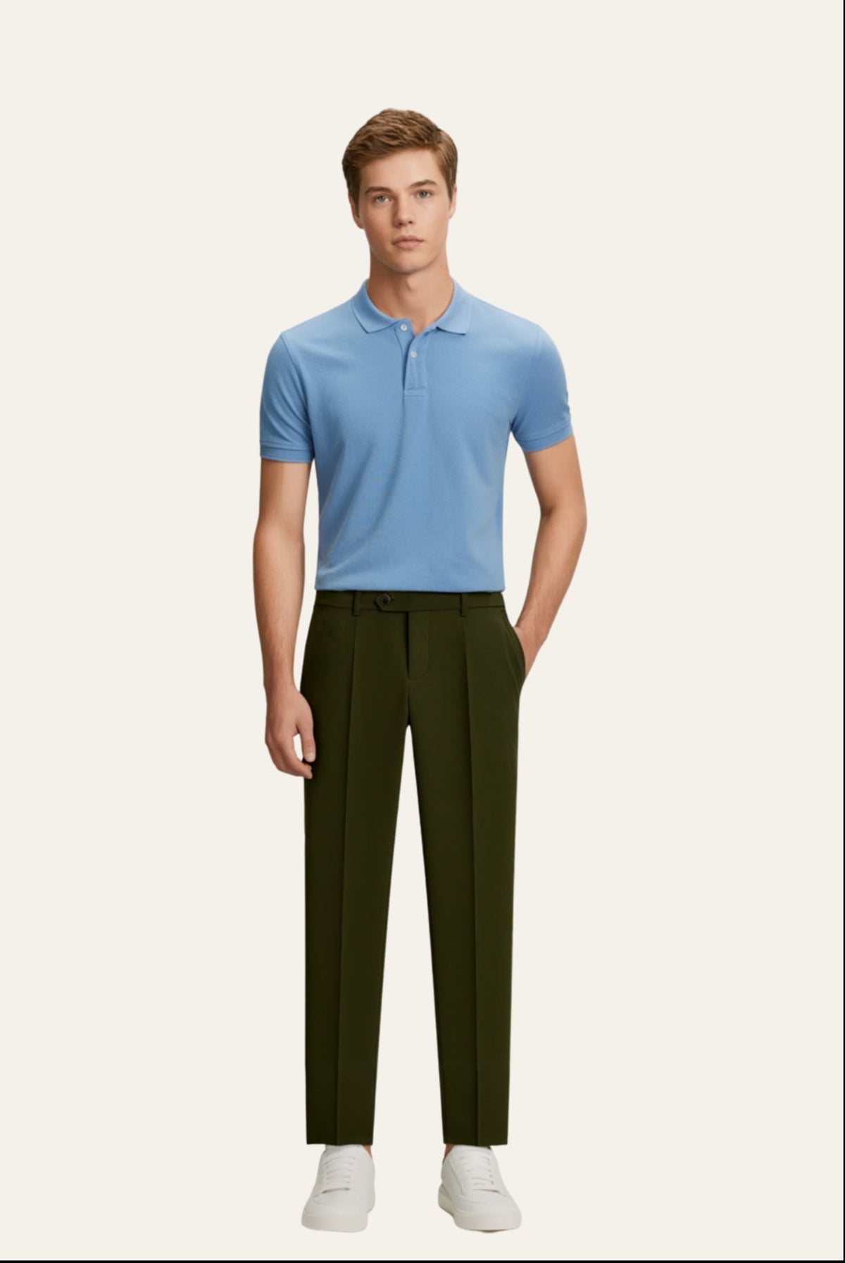 Carlo Trousers Dark Green | Slim Straight-Leg Trousers